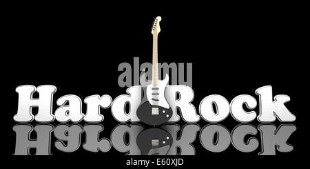Hardrock-Wort mit einer Gitarre. Stockfoto