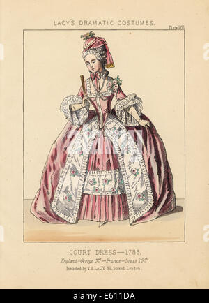 Gericht-Kleid, Herrschaft von König George III, Louis XVI, 1783. Stockfoto