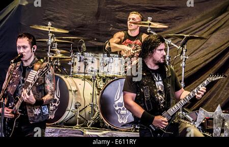 Clarston, MI, USA. 17. Juli 2014. Trivium führt beim Rockstar Mayhem Festival in DTE Energy Musiktheater in Clarkston, MI. © Alexis Simpson/ZUMA Draht/Alamy Live News Stockfoto