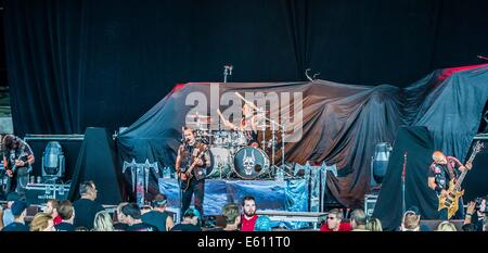 Clarston, MI, USA. 17. Juli 2014. Trivium führt beim Rockstar Mayhem Festival in DTE Energy Musiktheater in Clarkston, MI. © Alexis Simpson/ZUMA Draht/Alamy Live News Stockfoto