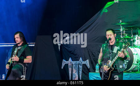 Clarston, MI, USA. 17. Juli 2014. Trivium führt beim Rockstar Mayhem Festival in DTE Energy Musiktheater in Clarkston, MI. © Alexis Simpson/ZUMA Draht/Alamy Live News Stockfoto