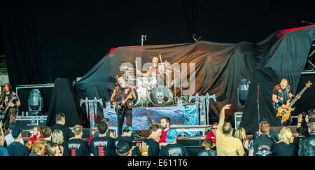 Clarston, MI, USA. 17. Juli 2014. Trivium führt beim Rockstar Mayhem Festival in DTE Energy Musiktheater in Clarkston, MI. © Alexis Simpson/ZUMA Draht/Alamy Live News Stockfoto