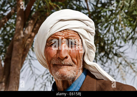 Älterer Mann mit Turban, Porträt, Tunesien Stockfoto