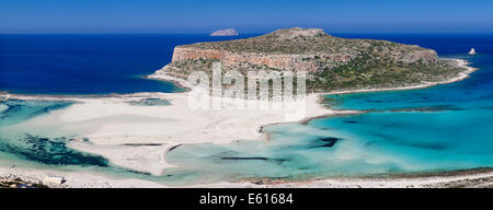 Strand und Bucht von Balos, Gramvousa Halbinsel, Kreta, Griechenland Stockfoto