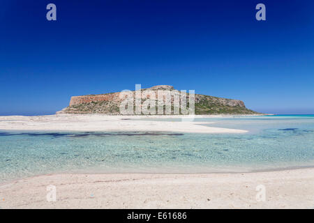 Strand und Bucht von Balos, Gramvousa Halbinsel, Kreta, Griechenland Stockfoto