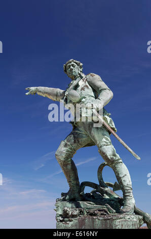 Statue der Freibeuter Kapitän Robert Surcouf, Saint-Malo, Ille-et-Vilaine, Bretagne, Frankreich-Standbild Stockfoto