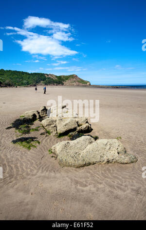 Felsen am Strand von Osgodby Punkt oder Knipe Punkt Cayton Bay Scarborough North Yorkshire England Stockfoto