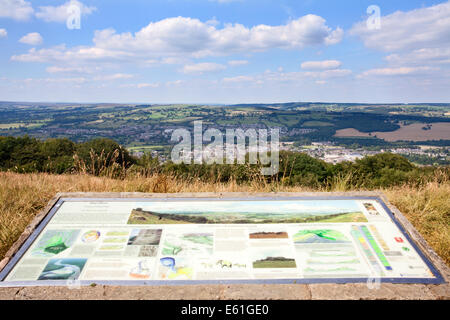 Otley Chevin Interpretation Board Überraschung anschauen die Chevin Otley West Yorkshire England Stockfoto