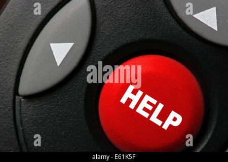 Großen roten Knopf mit Word Hilfe Nahaufnahme Stockfoto