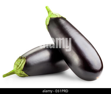 Schwarzen Auberginen isoliert auf weißem Hintergrund. Clipping-Pfad Stockfoto