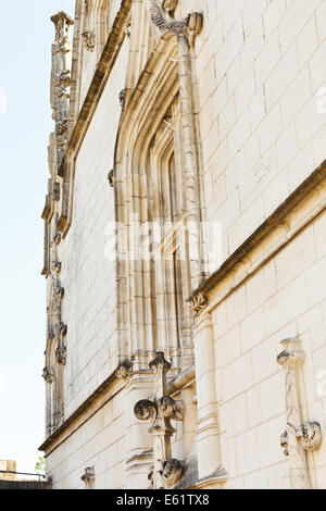 NANTES, Frankreich - 25. Juli 2014: Detail der Mauer des Palastes Schloss der Herzöge der Bretagne in Nantes. Die Burg diente es als den cent Stockfoto