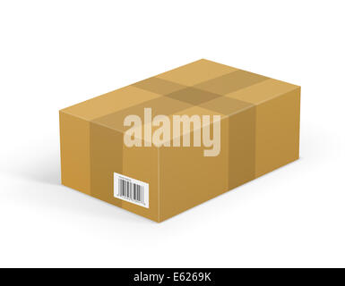 Wellpappe Karton Paket isoliert auf weißem Hintergrund Stockfoto