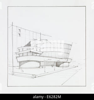 handgezeichnete architektonischen Sicht modernen Bürogebäudes Stockfoto