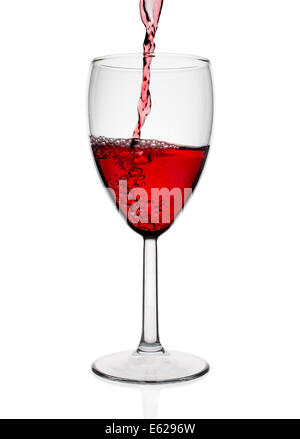 Gegossene Rotwein, bubbles, auf einem weißen Hintergrund isoliert Stockfoto