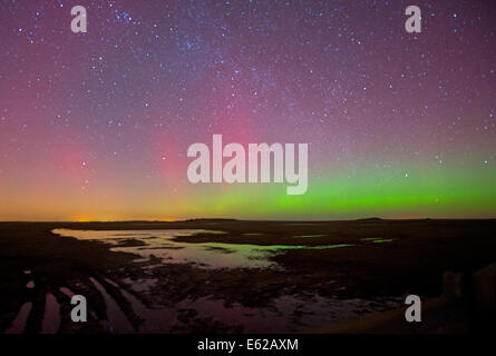 Nordlichter gesehen von Cley North Norfolk 27. Februar 2014 Stockfoto