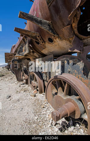 Alte rostige Lokomotive. Zug-Friedhof. Uyuni. Bolivien Stockfoto