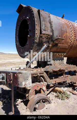 Alte rostige Lokomotive. Zug-Friedhof. Uyuni. Bolivien Stockfoto