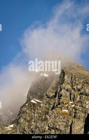 Detail der Mt eystrahorn aka mt hvalsnes in der loni Tal im Osten Islands. Stockfoto