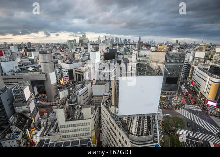 Luftaufnahme über Shibuya Ward in Tokio, Japan.