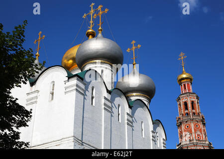 Nowodewitschi-Kloster in Moskau, Russland. Kathedrale der Gottesmutter von Smolensk Nahaufnahme. Stockfoto