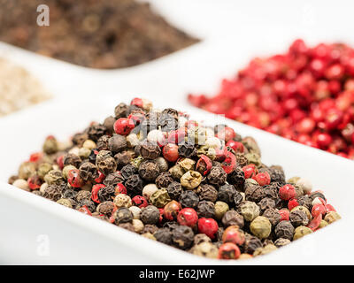 Mix Paprika Samen auf einer weißen Schüssel Stockfoto