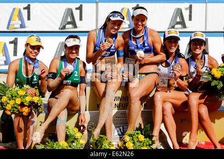 Klagenfurt, Österreich - 2. August 2014: Larissa França, Talita Da Rocha Antunes, Maria Antonelli, Juliana Felisberta Da Silva Agat Stockfoto