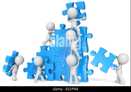 Die Dude X 7 Gebäude große puzzle. Blau. Stockfoto