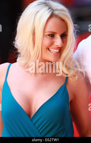 London, UK, 12. August 2014. Danielle Armstrong besucht die UK Premiere von was wenn im Odeon West End in London, Vereinigtes Königreich. Stockfoto