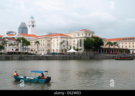 Suche über Singapur Fluss von Boat Quay bis 1897 Empress Place Building Stockfoto