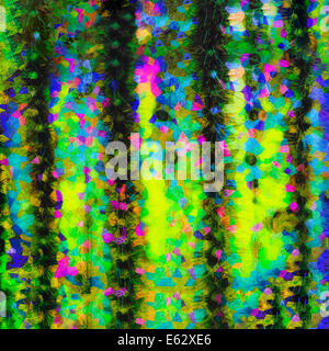 Zusammenfassung Hintergrund gebrochen gestreifte Textur grün blau lila rosa Digital Vertriebene Farben mit einer südwestlichen Atmosphäre. Stockfoto