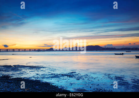 Sunset Beach in Hong Kong Lau Fau Shan Stockfoto