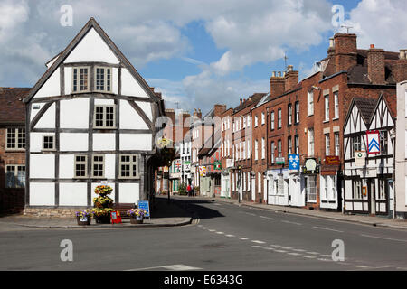 Altbauten entlang der Church Street, Tewkesbury, Gloucestershire, England, Vereinigtes Königreich, Europa Stockfoto