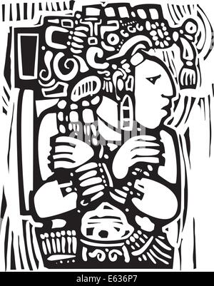 Maya-Krieger, entworfen nach mesoamerikanischen Keramik und Tempel Bilder Stock Vektor