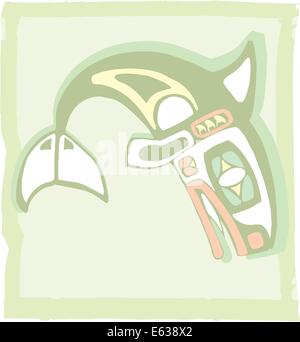 Killer-Wal Tauchen im Stil der Nordwest Küste indianische Stammeskunst. Stock Vektor