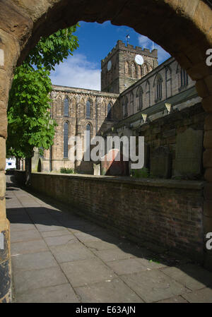 Hexham Abbey in Northumberland, gab es eine Kirche auf dem Gelände seit über 1300 Jahren Stockfoto