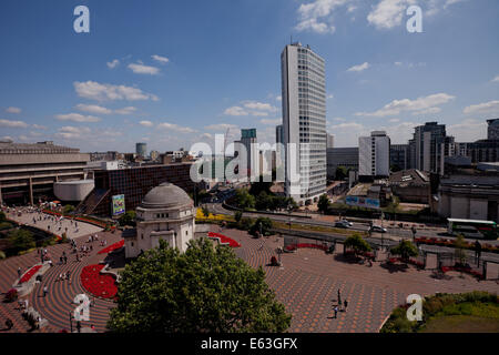 Blick über die Stadt Birmingham, Großbritannien, aus der Bibliothek von Birmingham. Stockfoto