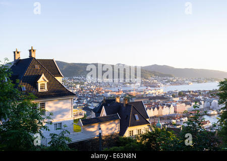 Bergen-Übersicht von Mt. Floyen, Norwegen Stockfoto
