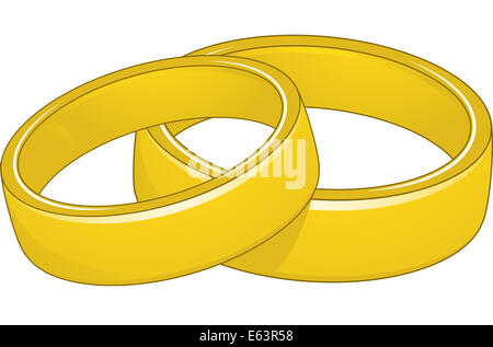 Abbildung mit ein paar Gold Trauringe Stockfoto