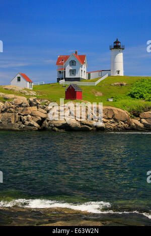 Cape Neddick Lighthouse, Nubble Light, York Beach, Maine, USA Stockfoto