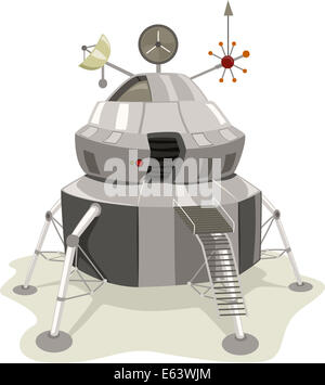 Abbildung mit einem Raum Lander in einer stationären Position Stockfoto