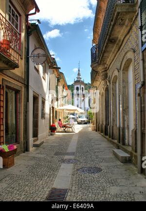 Alte Straße in Vila Nova de Cerveira, Portugal Stockfoto