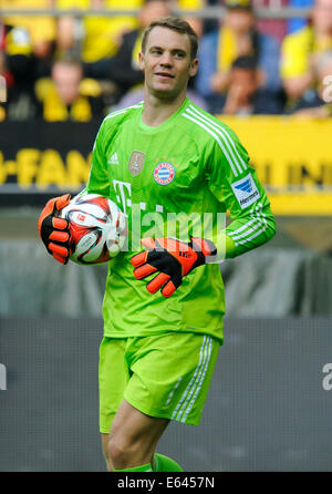 Dortmund, Deutschland. 13. August 2014. Fußball, Deutschland, Supercup, Signal-Iduna-Park Dortmund: Borussia Dortmund, BVB - FC Bayern München, FCB 2:0; Manuel Neuer (FCB). Bildnachweis: UKraft/Alamy Live-Nachrichten Stockfoto