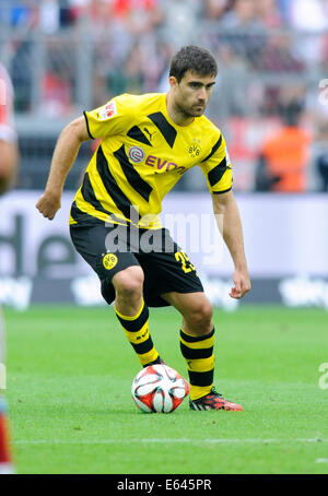 Dortmund, Deutschland. 13. August 2014. Fußball, Deutschland, Supercup, Signal-Iduna-Park Dortmund: Borussia Dortmund, BVB - FC Bayern München, FCB 2:0; Sokratis (BVB). Bildnachweis: UKraft/Alamy Live-Nachrichten Stockfoto