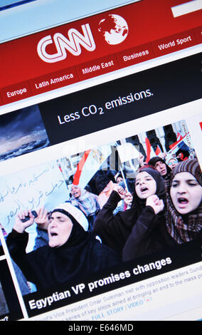 LONDON, UK - 6. Februar 2011: Nahaufnahme der Cable News Network (CNN) Website auf Laptop-Bildschirm Stockfoto