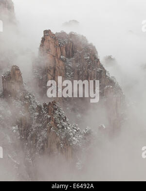 Schnee, Huangshan oder gelben Bergen, Provinz Anhui, China Stockfoto