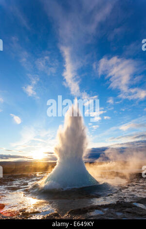 Strokkur (Butterfass), Geysir, Golden Circle, Island Stockfoto