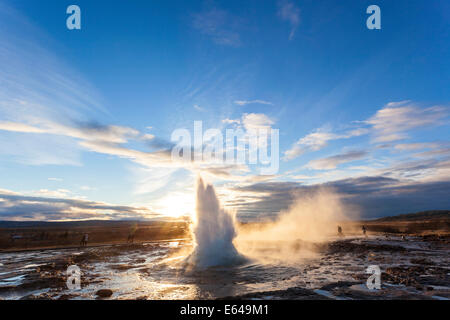 Strokkur (Butterfass), Geysir, Golden Circle, Island Stockfoto