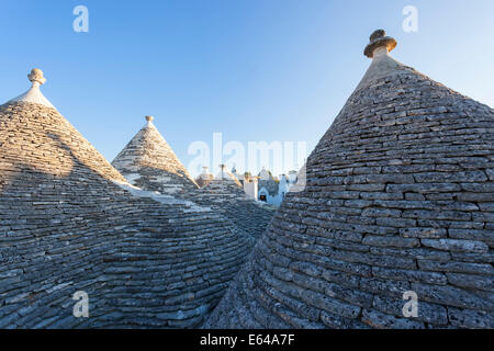 Trulli Häuser; Alberobello; Apulien; Puglia; Italien Stockfoto