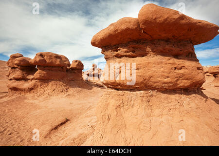 Seltsam geformte Hoodoos im Goblin Valley State Park. Utah, USA. Stockfoto