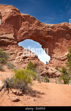 Ansicht von Norden Fenster Arch. Arches National Park, Utah, USA. Stockfoto